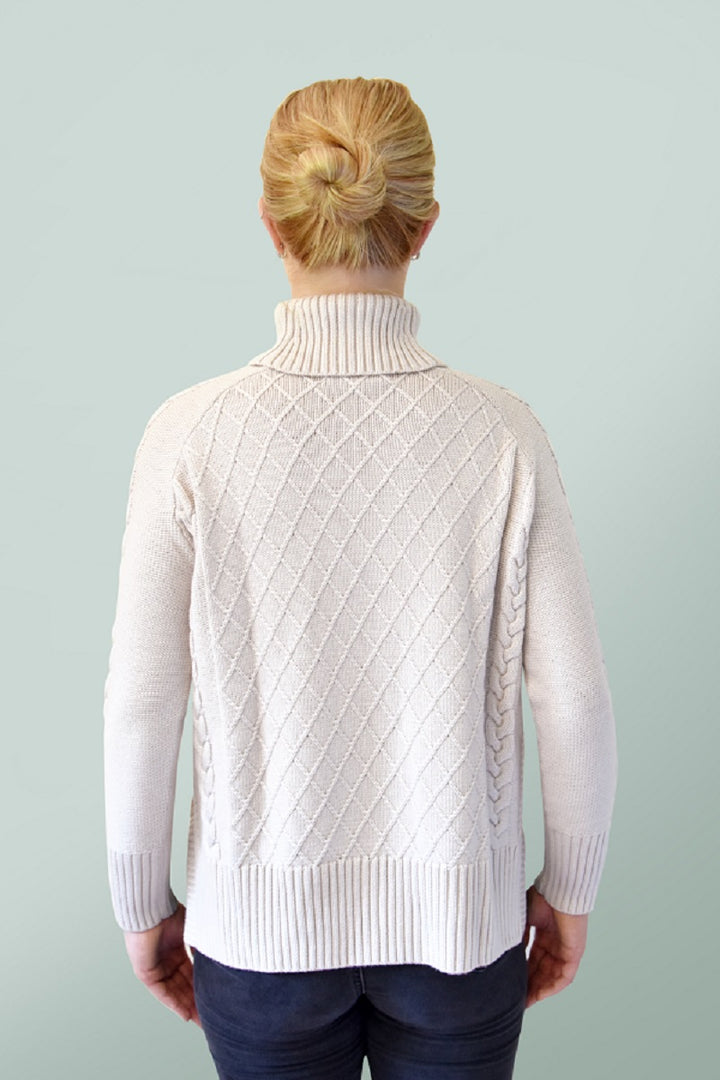Cable Knit Roll Neck Jumper - Oatmeal