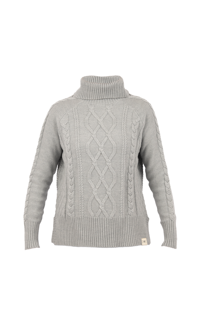 Cable Knit Roll Neck Jumper - Grey